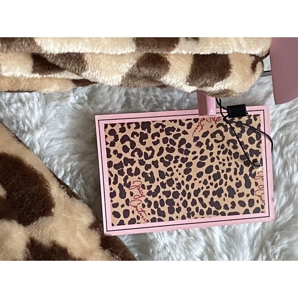 Juicy Couture Leopard And Logo Super Soft Blanket Queen Size 90”‎ X 90” NEW